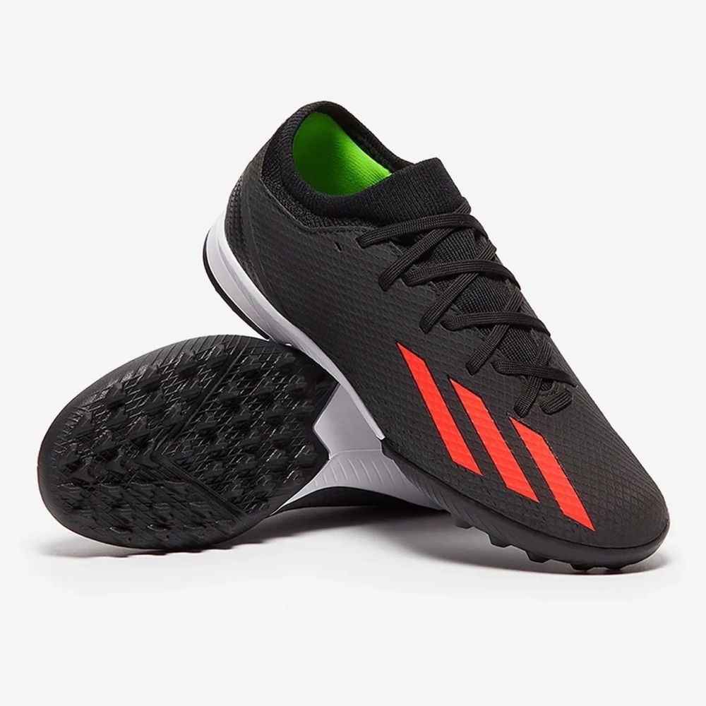 Adidas Black Soccer Turf Cleats Shoes Red Stripes Lime Youth Unisex Kid Size 4.5